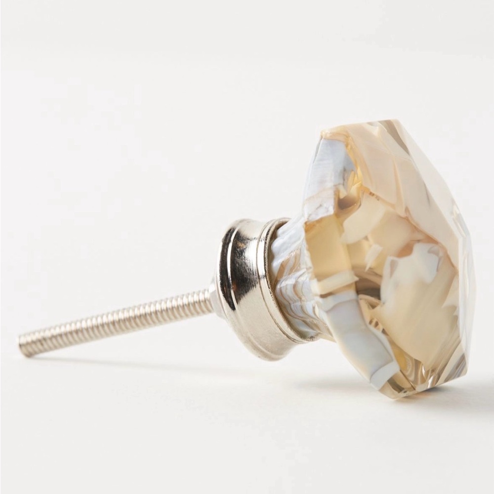 Anthropologie Faceted Cream and Silver Cabinet Knob
